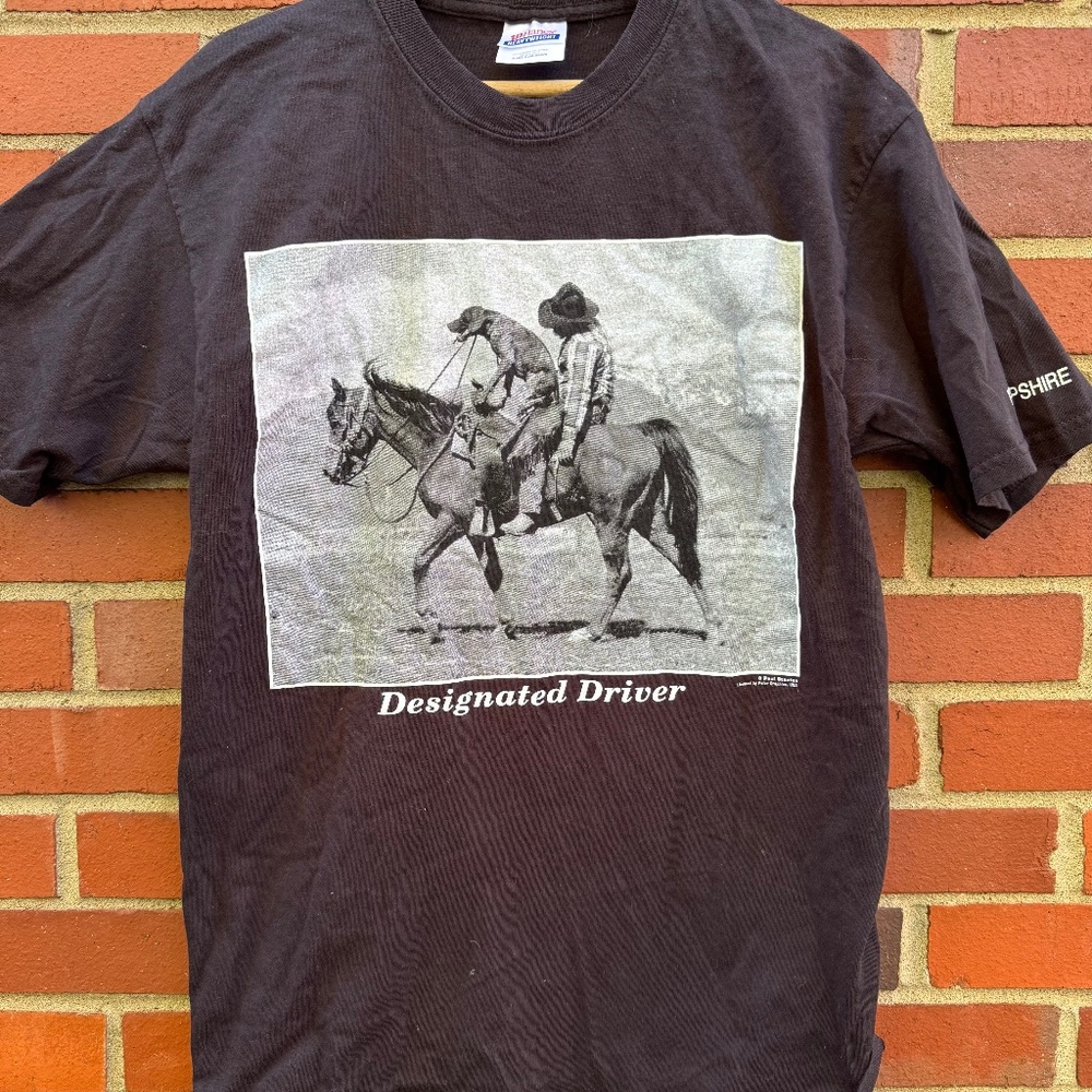 New Hampshire Dog Cowboy Designated Driver Paul Stanton Black Gray Shirt- M